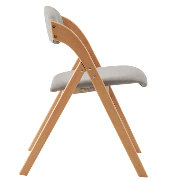 2pcs Solid Wood Folding Backrest Curved Beige Cushion Wood Colour Exhibition Chair 54X47X81cm Rubberwood