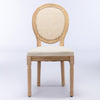 A&A French Style Solid Wood Antique Linen & Rattan Back Dining Chair