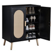 2-door Standing Cabinet Type With High Foot Oval Rattan Shoe Cabinet