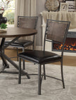 Industrial Style Metal Frame Chairs Set Of 2, Faux Leather Seat Burnished Brown Finish And Gray Metal Finish Rustic Style Dining Kitchen Furniture