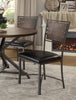 Industrial Style Metal Frame Chairs Set Of 2, Faux Leather Seat Burnished Brown Finish And Gray Metal Finish Rustic Style Dining Kitchen Furniture