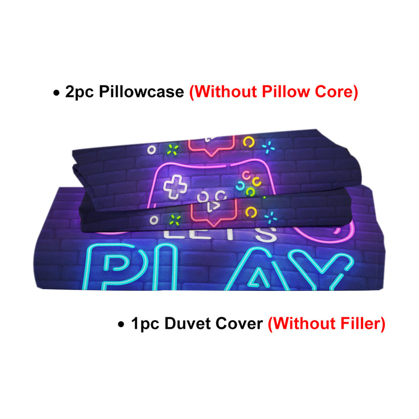 Gaming Duvet Cover Set Twin Full Queen King Size Video Game Controller Bedding Set, Boys Video Games Comforter Cover With 2 Pillow Shams, Bed Set For Boys Girls Bedroom Decor