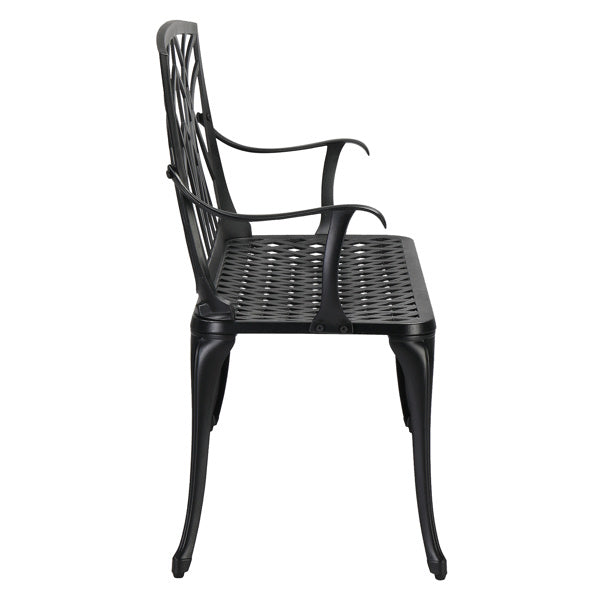 38 Inch Orchid Backrest Black Aluminum Bench