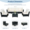 Hot Selling Seven-Piece Sofa Set Table With Sofa Chair Black PE Rattan Outdoor New Design Furniture 7-JH002 Box 3-1-2-3 With White Color Cushion
