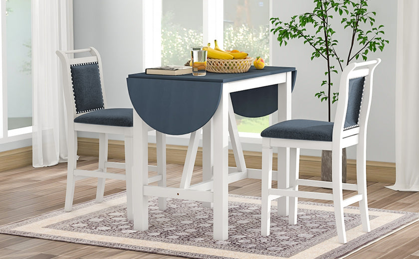 TOPMAX 3-Piece Wood Counter Height Dining Set With 2 Upholstered Chairs