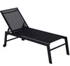Chaise Lounge Chair Black With Wheels Adjustable Backrest Breathable For Sunbathing Patio