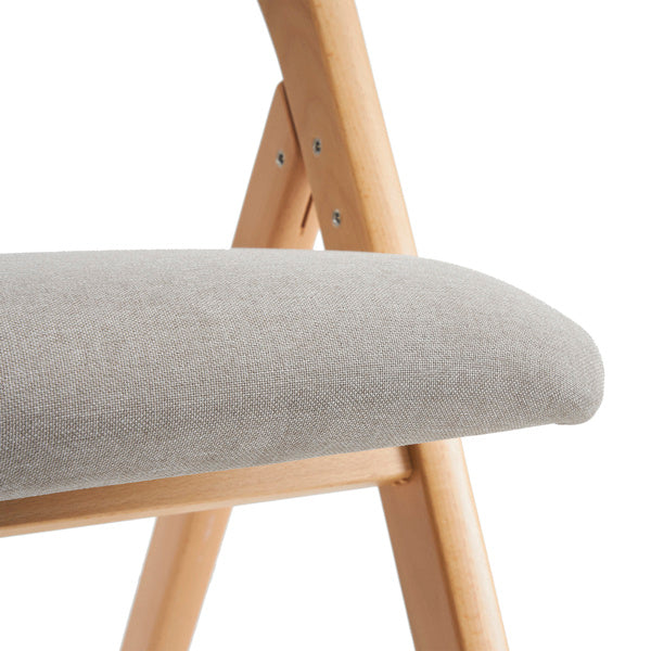 2pcs Solid Wood Folding Backrest Curved Beige Cushion Wood Colour Exhibition Chair 54X47X81cm Rubberwood