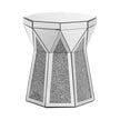 Drum Style Coffee Table With Mirror Crystal Inlay, Polygonal Silver Decorative Table, Modern Design Luxury Modern Furniture, 20 Inch  About 50 Centimeters  Low Coffee Table, Suitable For Living Room