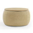 2-in-1 Round Storage Ottoman  End Table, Natural 25.5x25.5x14.5
