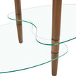 Transparent Oval Glass Coffee Table, Modern Living Room Table, Oak Leg Coffee Table, Three-layer Glass Table