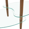 Transparent Oval Glass Coffee Table, Modern Living Room Table, Oak Leg Coffee Table, Three-layer Glass Table