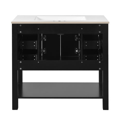 36'' Bathroom Vanity With Top Sink, Modern Bathroom Storage Cabinet With 2 Soft Closing Doors And 6 Drawers, Single Sink Bathroom Vanity