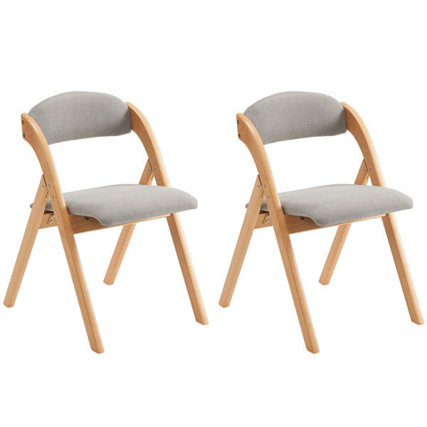 2pcs Solid Wood Folding Backrest Curved Beige Cushion Wood Colour Exhibition Chair 54X47X81cm Rubberwood