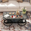 Modern Style Coffee Table Rectangle Coffee Table End Side Table Retro Design Coffee Table With Sturdy Base For Living Room Decor Black