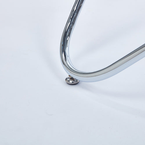 Dining Table With Chrome Metal Leg And Tempered Glass,Modern Space Saving Kitchen Table For Living Room,chrome Color Metal Legs