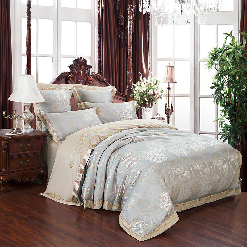 Four-piece satin jacquard set
