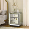W 22X D 16  X 26.8  Silver Mirror Three Drawer Cabinet