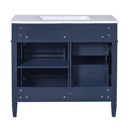 36'' Bathroom Vanity With Top Sink, Modern Bathroom Storage Cabinet With 2 Drawers And A Tip-out Drawer, Single Sink Bathroom Vanity