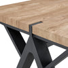 63x35.4Wood-Textured MDF Dining Table With Black A-Frame Legs.Density Board Sticker,Iron Pipe Spraying,Suitable For Various Occasions Such As Living Rooms, Kitchens, Terraces, Etc.