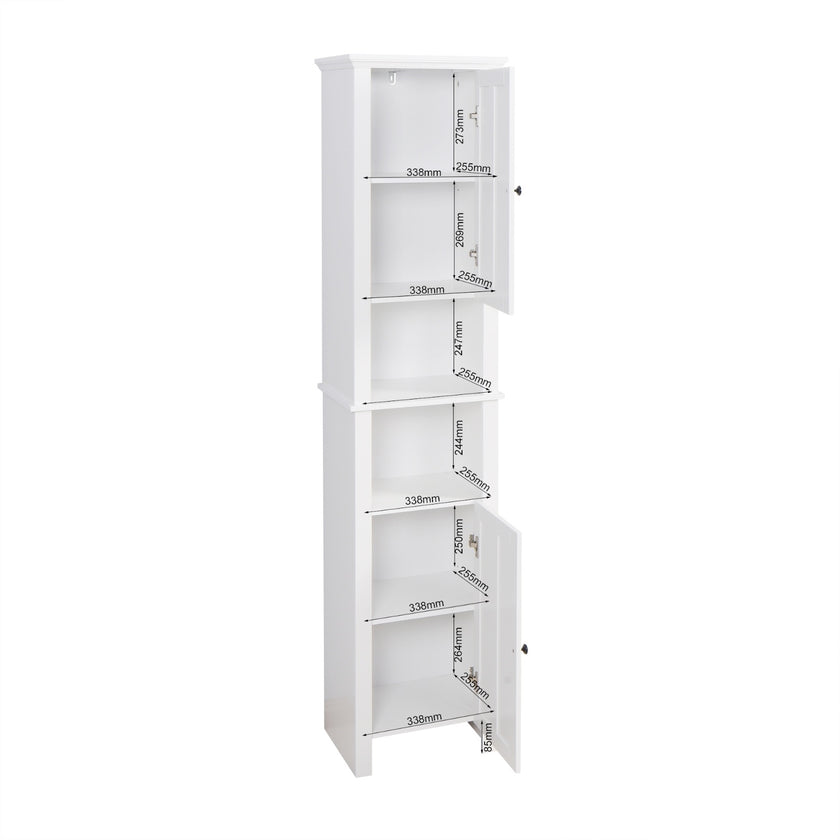 Bathroom Floor Cabinet 2 Doors 6 Shelves Wooden Storage 15.75x11.81
