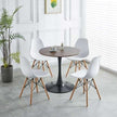 31.5 BLACK AND WALNUT Tulip Table Mid-century Dining Table For 2-4 People With Round Mdf Table Top, Pedestal Dining Table, End Table Leisure Coffee Table