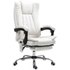 Massage Office Chair With 6 Points And Heat, Reclining Computer Chair With Adjustable Height And Footrest, White