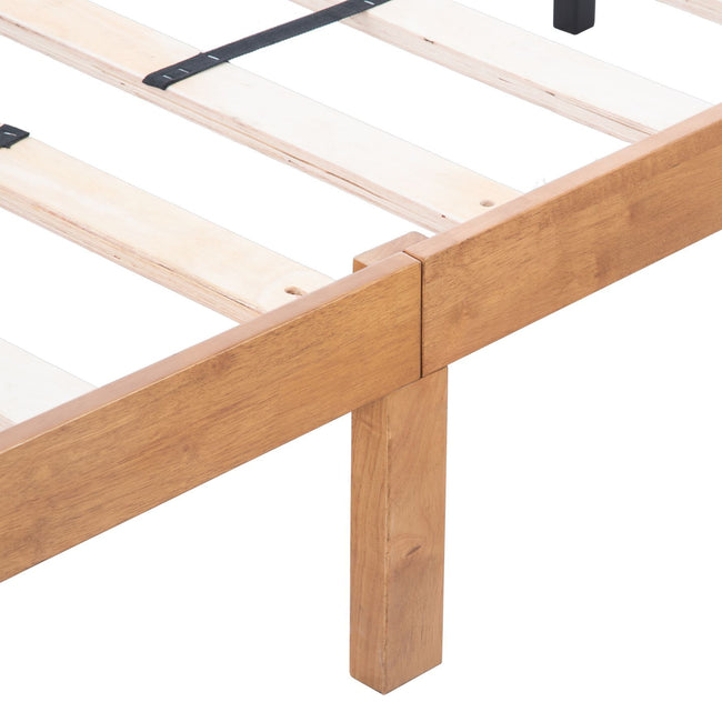 Large Wooden Platform Bed Frame, No Spring Box Required, Solid Wood Batten Support, Easy To Assemble