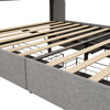Queen Size Bed Frame With LED, 4 Under-bed Portable Storage Drawers, Wings Headboard Design