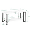 D&N Coffee Table, 2 Layers 1.5cm Thick Marble MDF Rectangle 39.37 L Tabletop Iron Coffee Table , Dining Room, Coffee Shop, Resterant, White Top, Black Leg