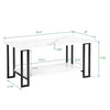 D&N Coffee Table, 2 Layers 1.5cm Thick Marble MDF Rectangle 39.37 L Tabletop Iron Coffee Table , Dining Room, Coffee Shop, Resterant, White Top, Black Leg
