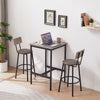 Bar Table Set With 2 Stools, PU Soft Seat & Backrest, Grey, 23.62 W X 35.4 H