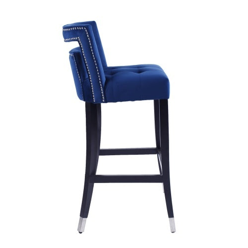Suede Velvet Barstool With Nailheads Dining Room Chair2 Pcs Set - 30 Inch Seater Height