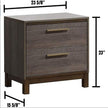 Contemporary 1pc Nightstand Two Tone Antique Gray Bedroom Furniture Nightstand Center Metal Glides Brass Bar Pulls