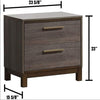 Contemporary 1pc Nightstand Two Tone Antique Gray Bedroom Furniture Nightstand Center Metal Glides Brass Bar Pulls