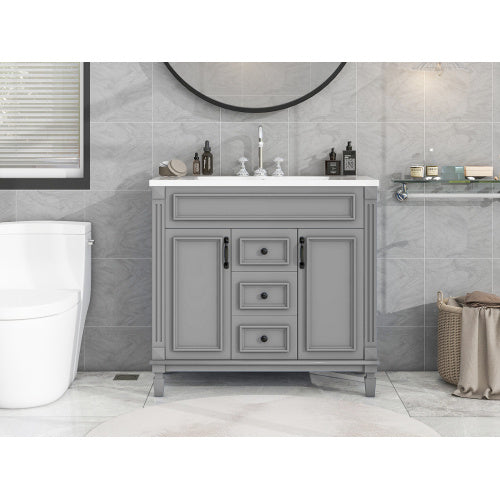 36'' Bathroom Vanity With Top Sink, Modern Bathroom Storage Cabinet With 2 Soft Closing Doors And 2 Drawers, Single Sink Bathroom Vanity