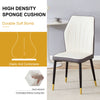 4 Modern Dining Chairs With Stylish PU Patterned Backrest And Black Metal Legs For A Comfortable Home Experience In The Kitchen, Bedroom And Office.