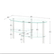Transparent Oval Glass Coffee Table, Modern 3-Layer With Stainless Steel Leg