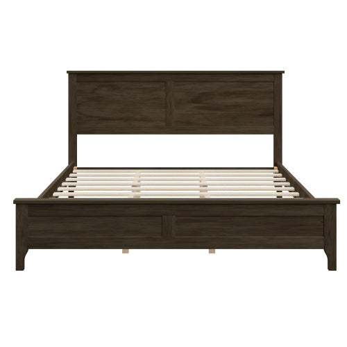 Modern Solid Wood Queen Size Platform Bed With Sturdy Wooden Slats Support,No Box Spring Needed, Espresso