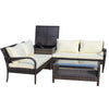 4 Piece Patio Sectional Wicker Rattan Outdoor Furniture Sofa Set With Storage Box Brown