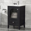 20 Bathroom Vanity With Sink, Bathroom Cabinet With Soft Closing Glass Door, A Drawer, Black