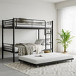 Twin Bunk Bed With Trundle Metal Bunkbeds With Ladder And Full-Length Guardrail, Noise Free, No Box Spring Needed, Black