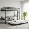 Twin Bunk Bed With Trundle Metal Bunkbeds With Ladder And Full-Length Guardrail, Noise Free, No Box Spring Needed, Black