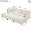 Comfy Cloud Couch Sectional 3 Seat Sofa With 2 Ottoman, Chenille Sofa Sleeper Deep Seat Sofa With Throw Pillows For Living Room Beige White