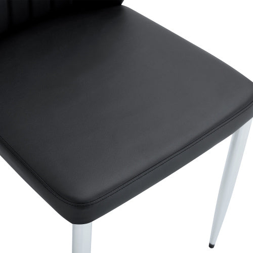Set Of Four Black PU Comfort Dining Chairs 17.7x25 Dining Chair With Extended Backrest,BLACK PU,Silver Metal Legs,Suitable For Various Places Such As Family Restaurants, Hotels, Coffee Shops,etc.