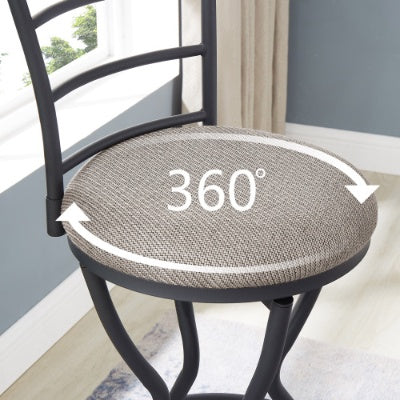 3 Bar Table And Chairs Set For Dining Room Industrial Counter Height Bar Chairs With Metal Back, Fabric Seat