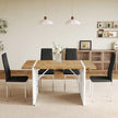 Table And Chair Set.Natural Wood Grain MDF Dining Table - 55x31.5 Inch.Paired With 4 Modern Style Dining Chairs In Black, Essential For Minimalist Homes.Blending Into Various Home Environments.