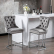 26 Velvet Bar Stools Set Of 2, Counter Height With Button Back  Rivet Trim