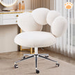 Armless Desk Chair Teddy Fabric Vanity Chair With Wheel