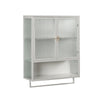 Modern Two-Door Wall Cabinet With Glass Doors And Open Shelf