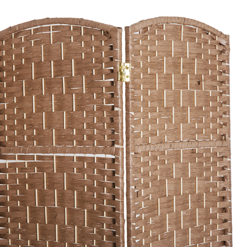 6 Panel Wicker Room Divider 6' Tall Privacy Screen Natural